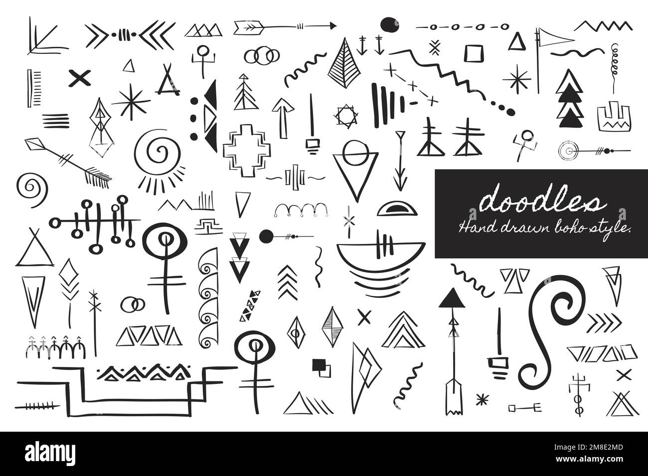 Vector doodle hand drawn boho style element set Stock Vector Image ...