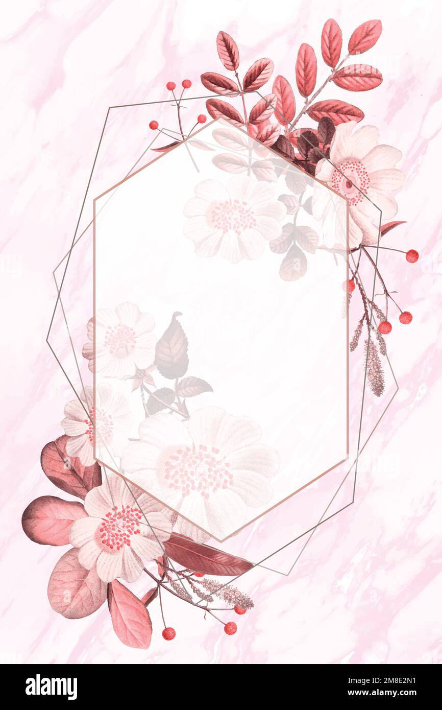 Blank frame vector on summer floral pattern Stock Vector