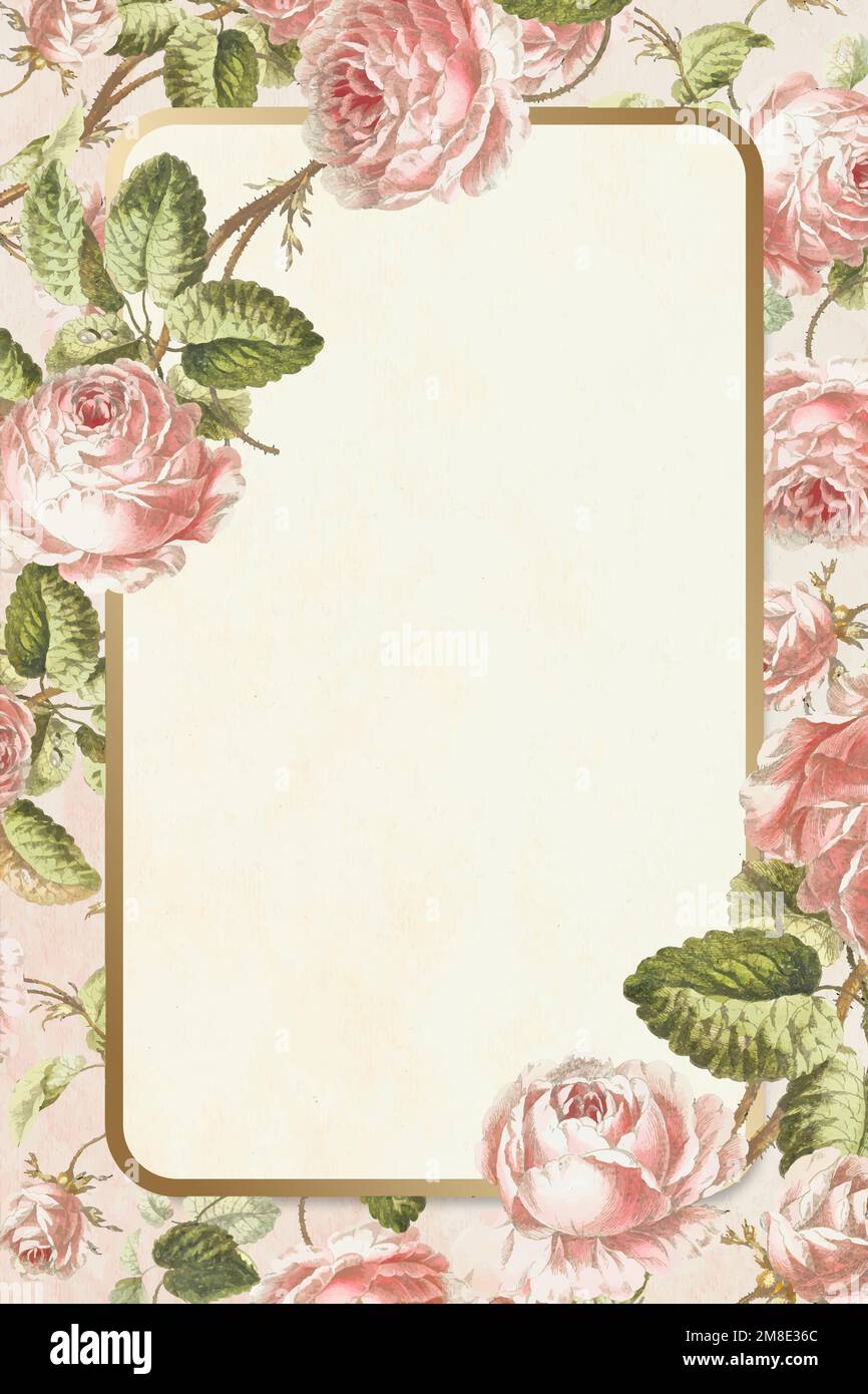 Floral frame vector vintage hand drawn Stock Vector