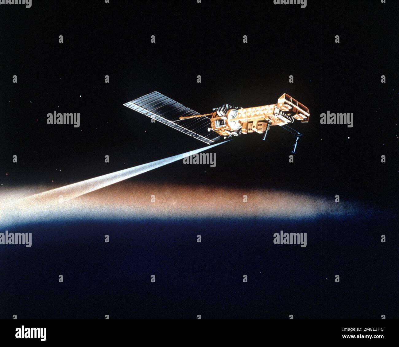 An artist's rendering of the Defense Meteorological Satellite in orbit ...