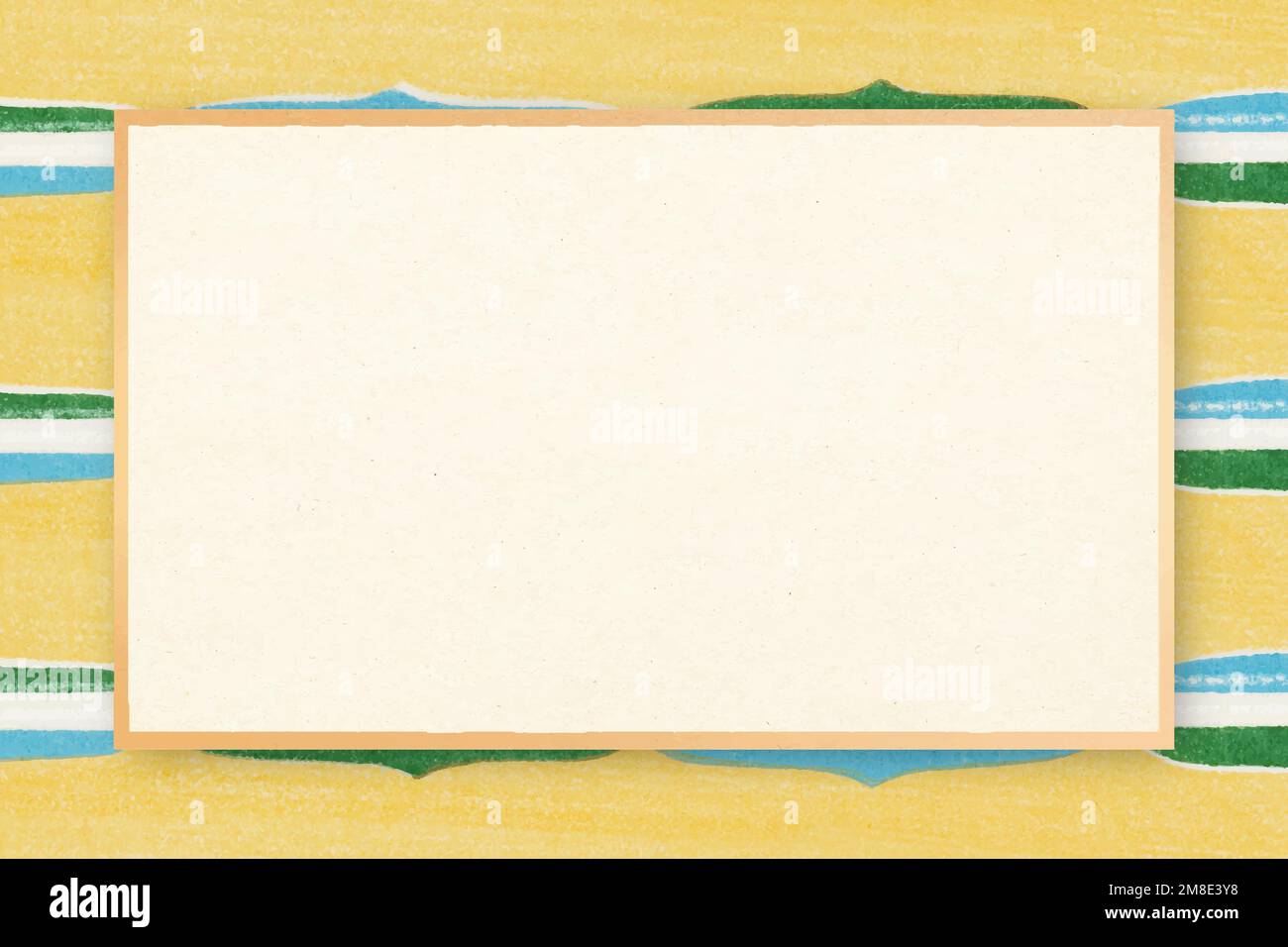 Japanese woodblock patterned frame vector yellow illustration Stock