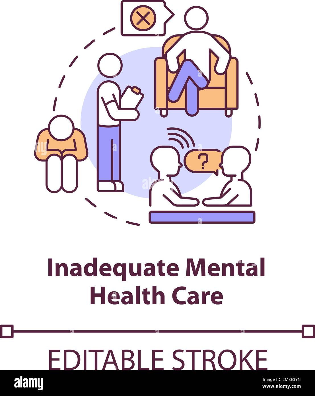 Inadequate mental health care concept icon Incorrect therapy LGBTQI Inadequate mental health care concept icon Incorrect therapy LGBTQI
