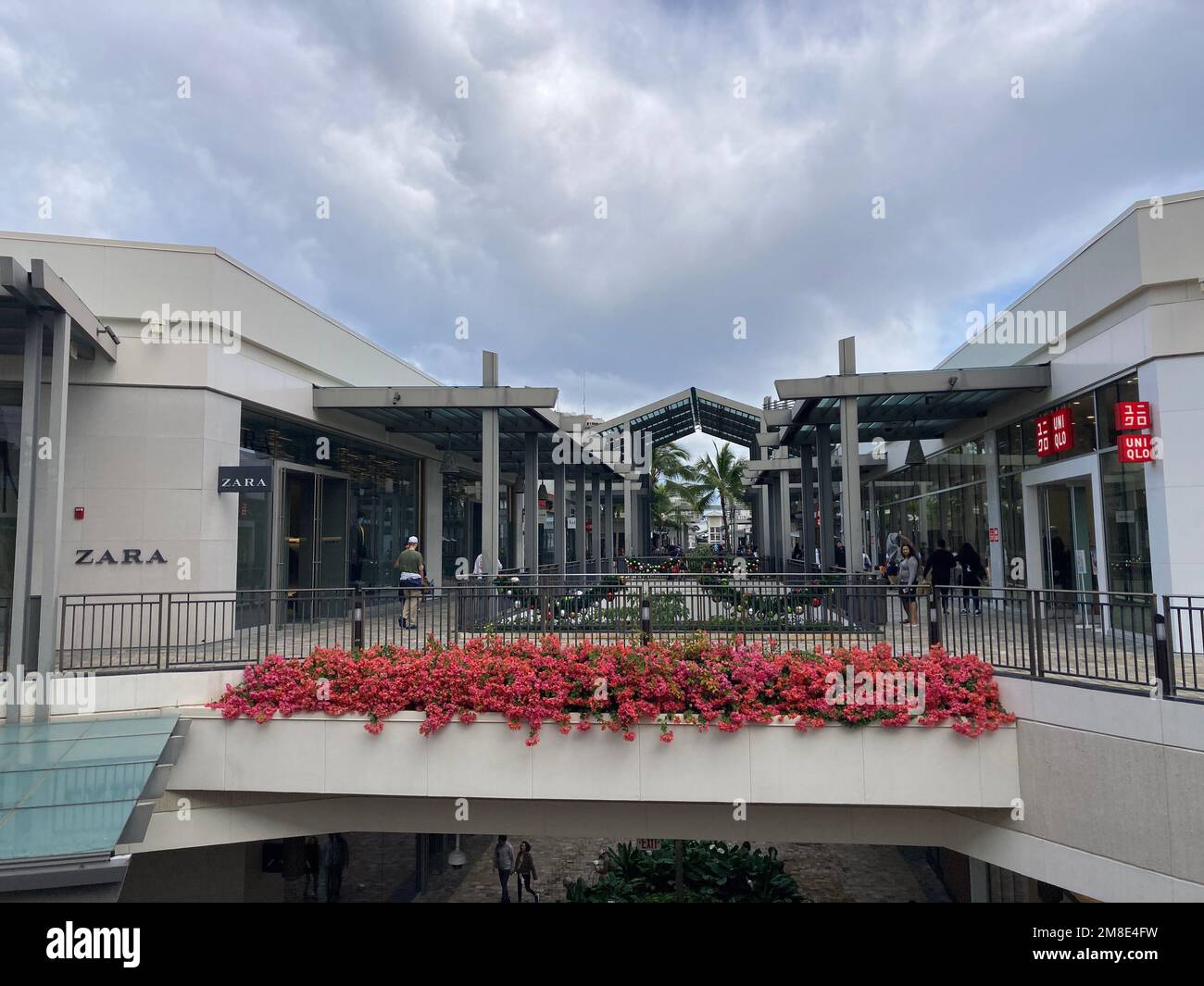 Ala Moana Center open air shopping mall exterior view - Honolulu, Hawaii, USA - December, 2022