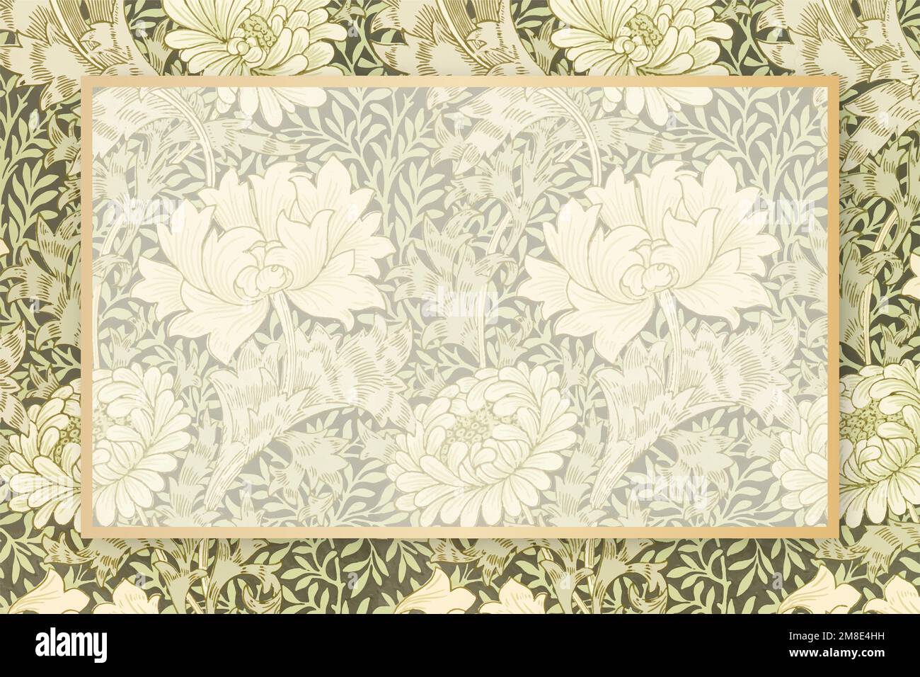 Rectangle antique floral frame vector copy space Stock Vector