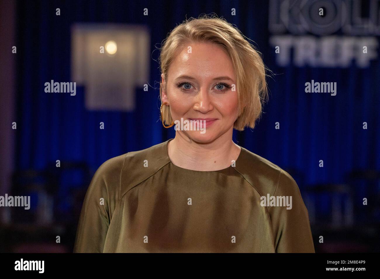 Anna Maria MUEHE, Muhe, actress, portrait, portrait, cropped single image, single motif, guest on the show 'Koelner Treff', on WDR television, January 13th, 2023. Stock Photo
