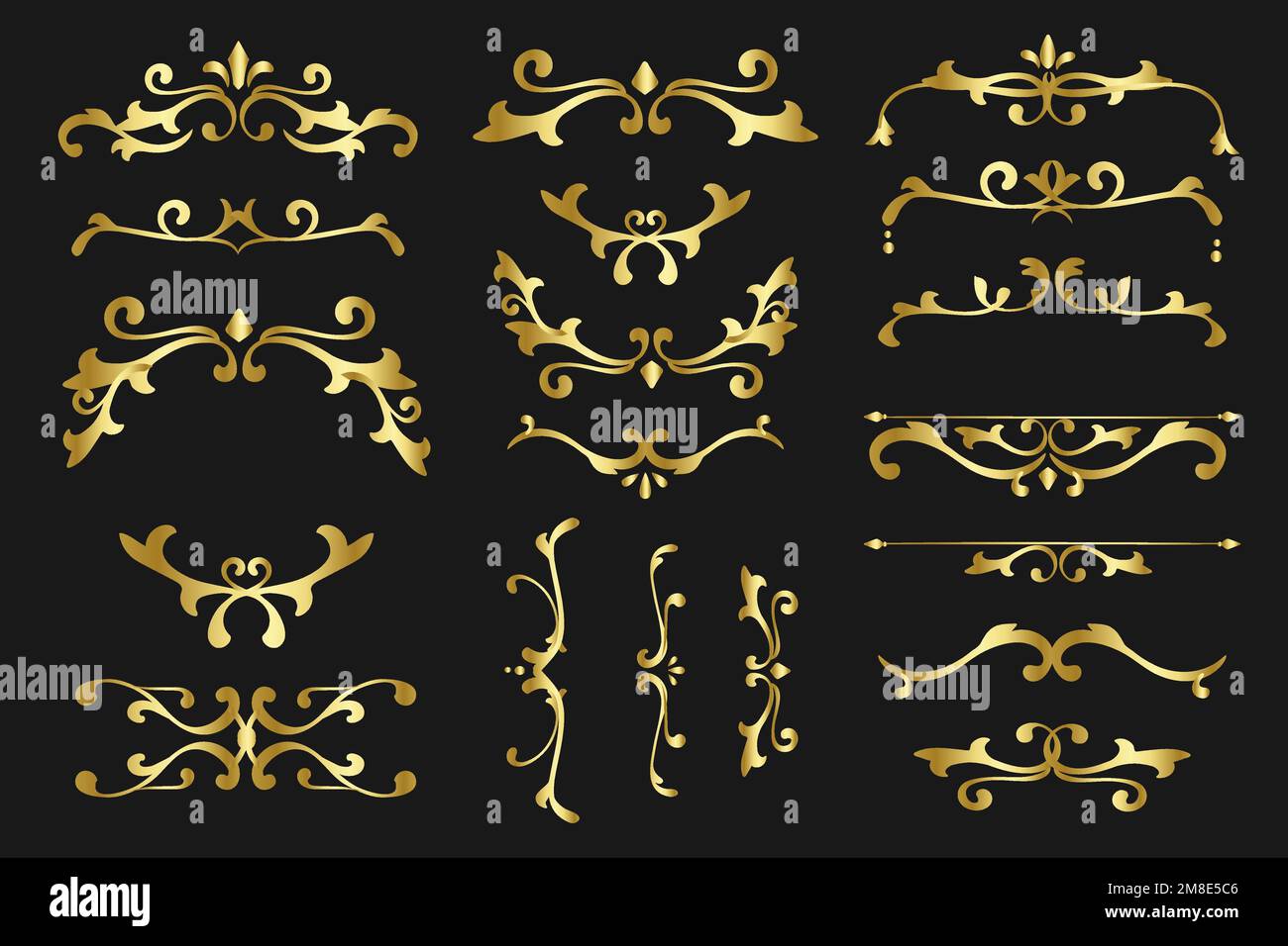 Luxurious ornaments gold vector flourish frame collection Stock Vector