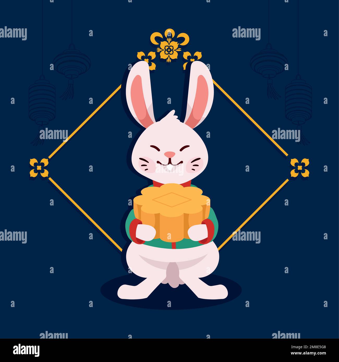 chinese rabbit with moon cake Stock Vector Image & Art - Alamy