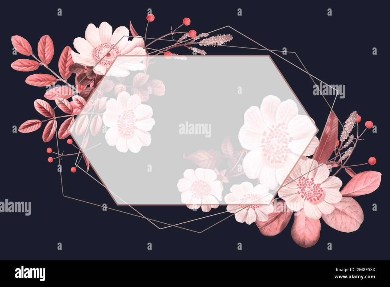 Blank frame vector on summer floral pattern Stock Vector