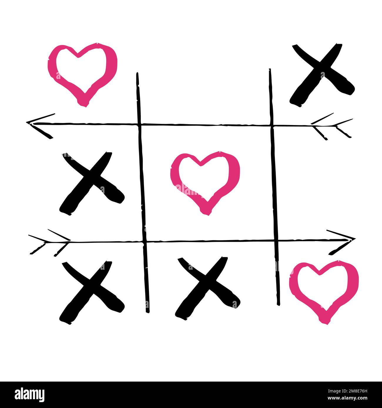 Tic tac toe with hearts on white background Vector Image