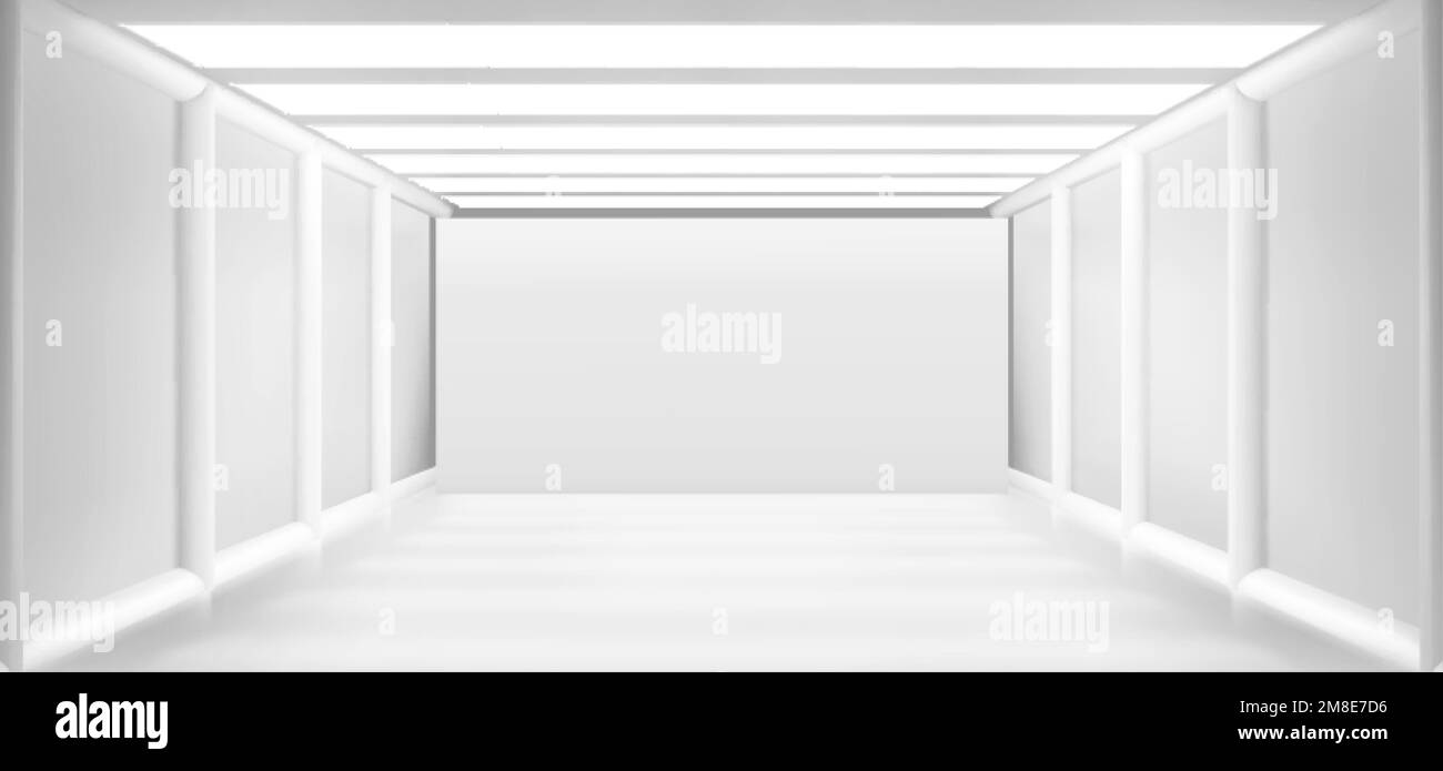 White room, abstract corridor interior, art gallery exhibition hall