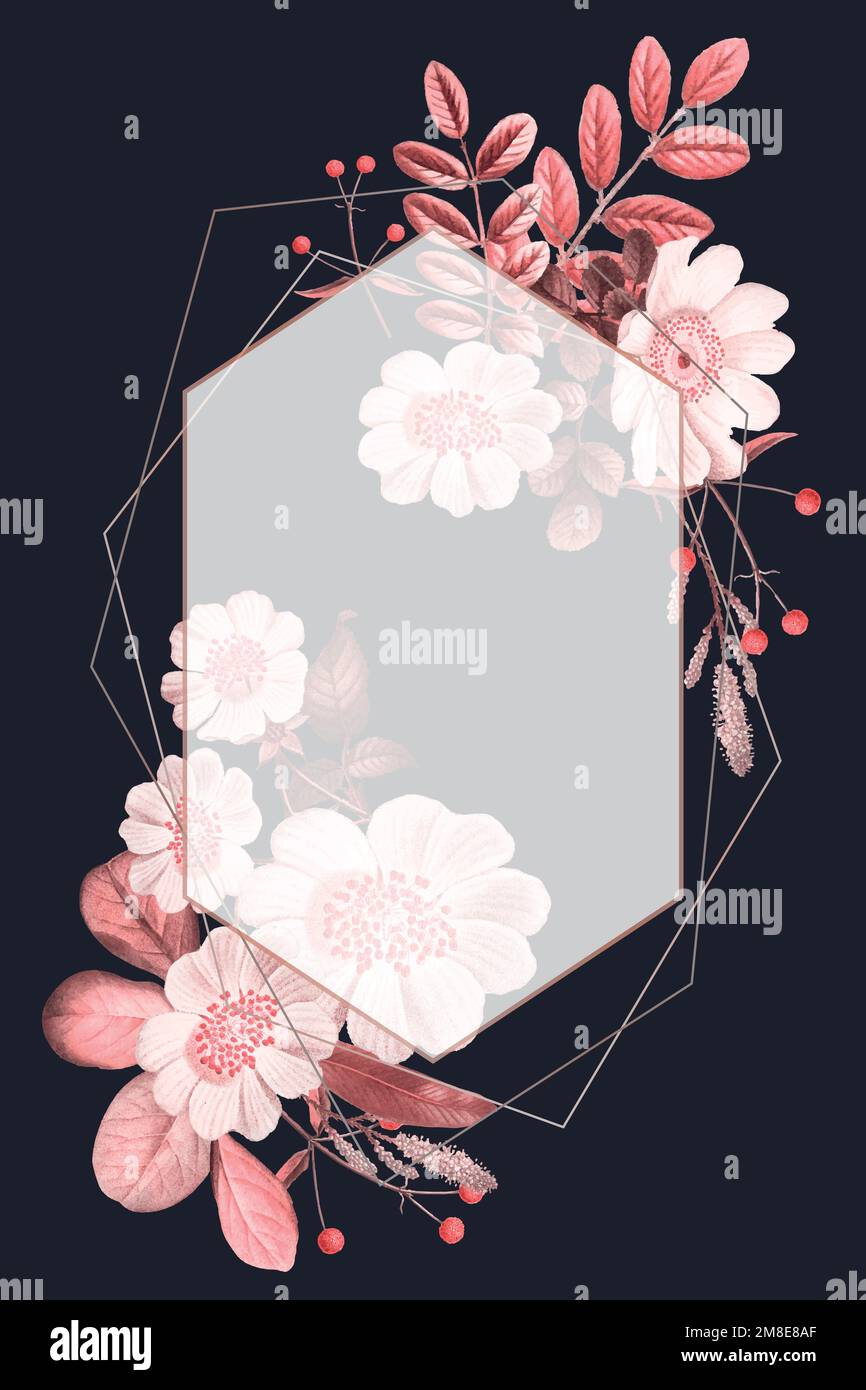 Blank frame vector on summer botanical pattern Stock Vector