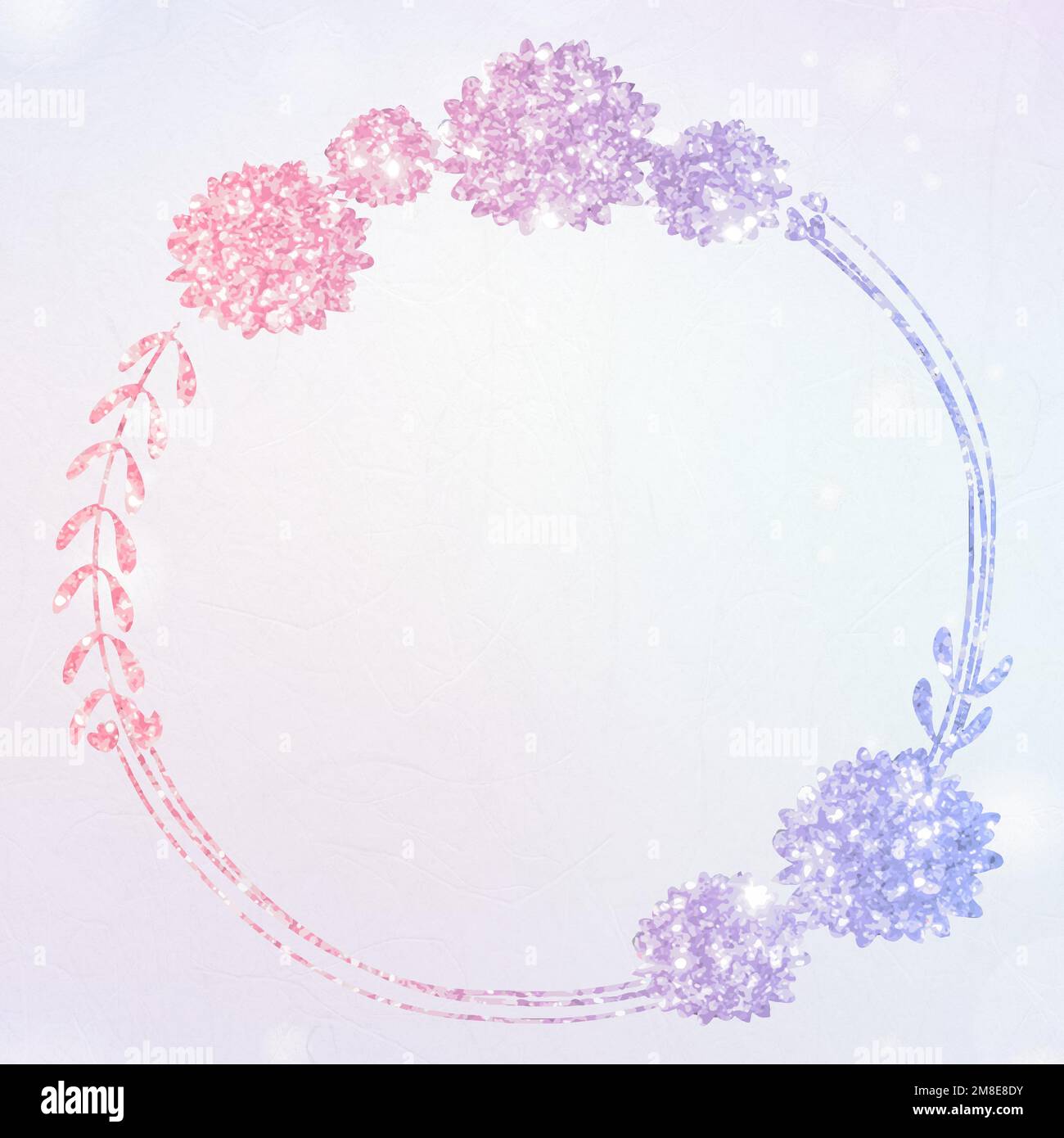 Vector floral wreath glitter border Stock Vector