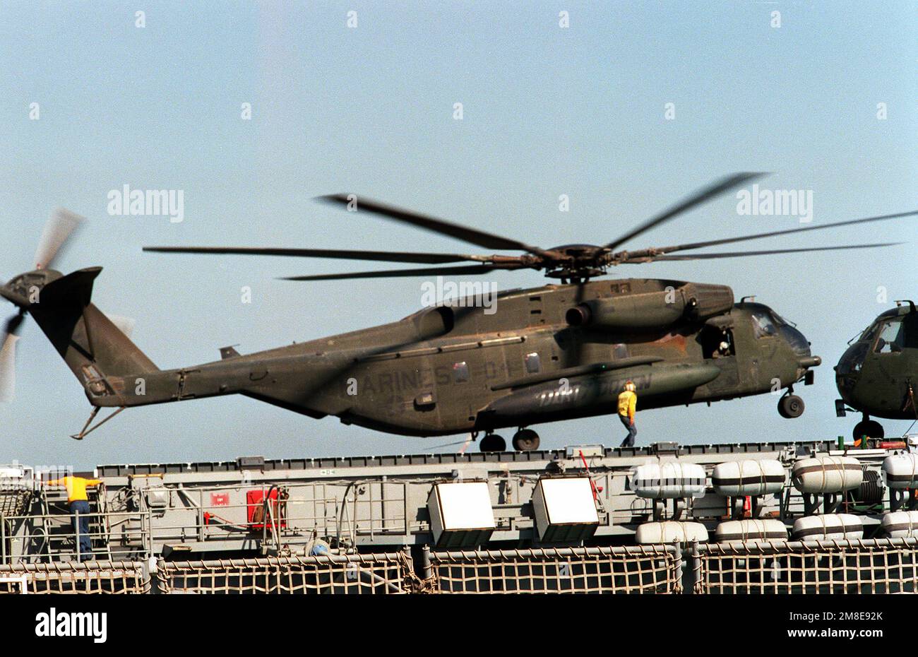 Operation Stallion A Marine CH-53E Super Stallion helicopter touches down on the flight ...