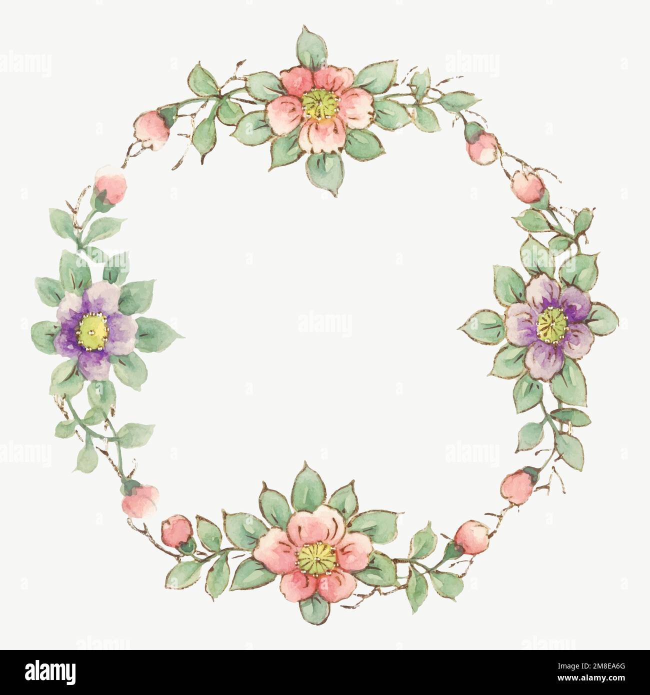 Vintage floral frame vector, remixed from Noritake factory china