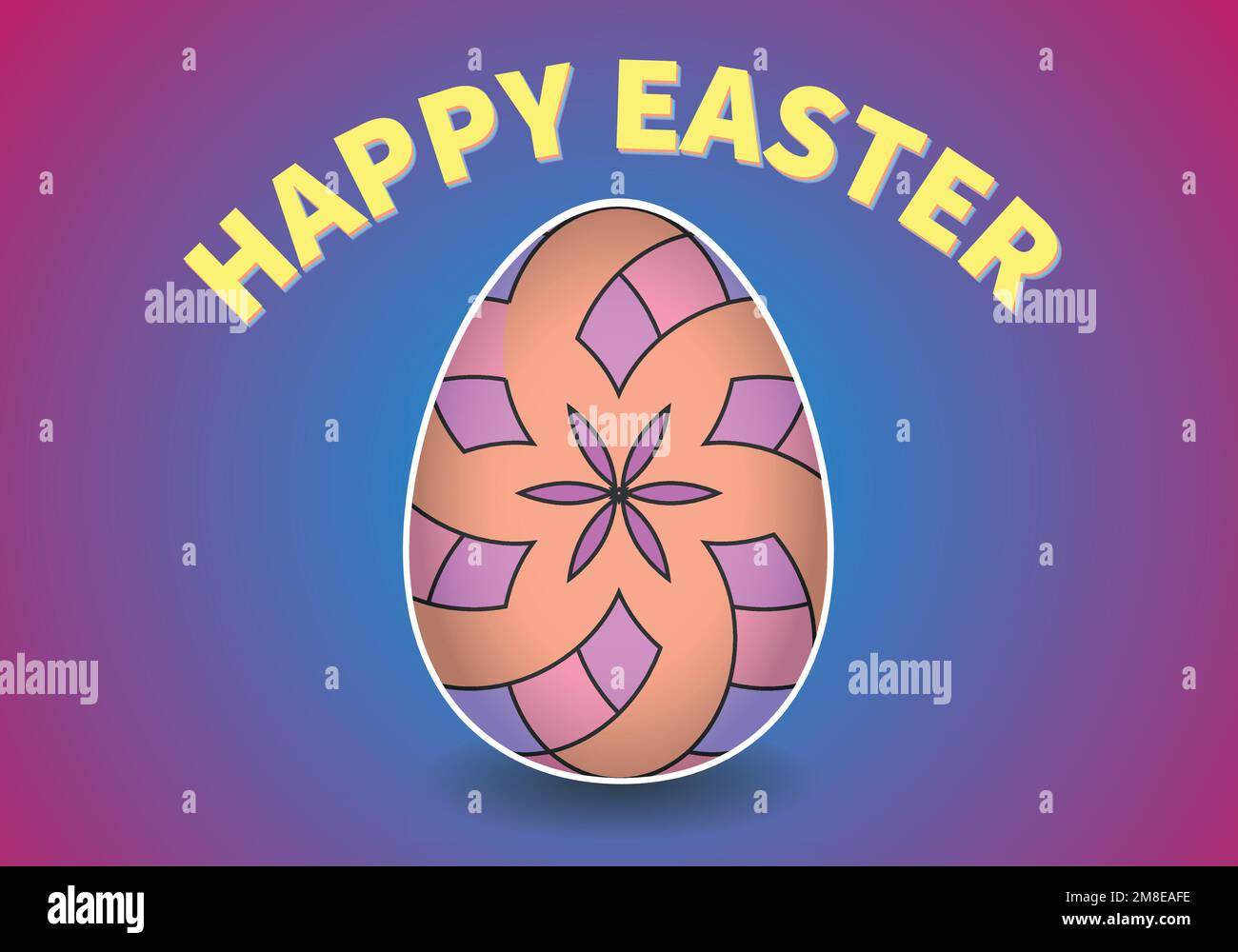 Happy Easter background with decorative Easter egg. Vector colorful ornamental egg on a isolated backdrop. Vector illustration Stock Vector
