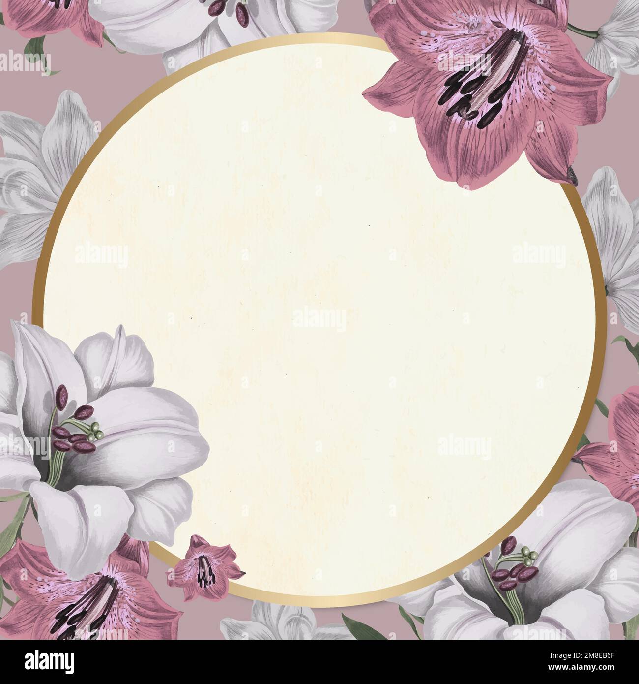 Gold frame vector floral pattern vintage style Stock Vector