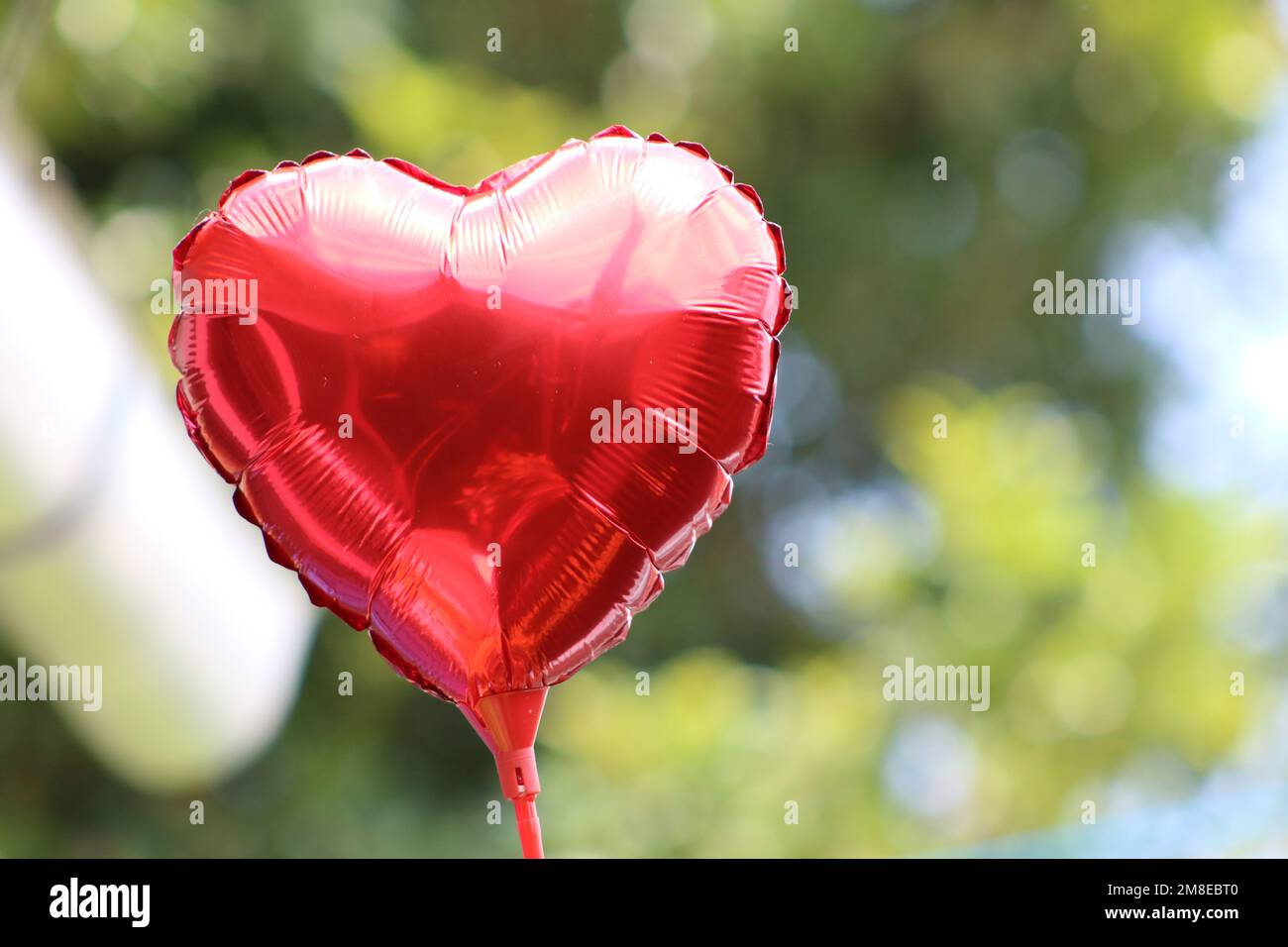 Heart shaped red inflatable balloon Stock Photo