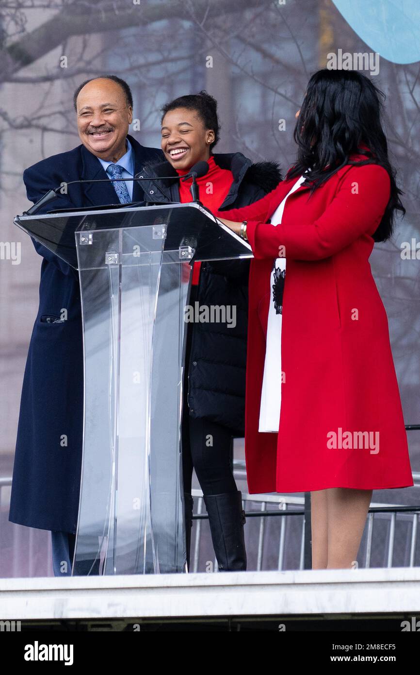 Boston, MA, USA. 13th Jan, 2023. Martin Luther King III, Yolanda Renee