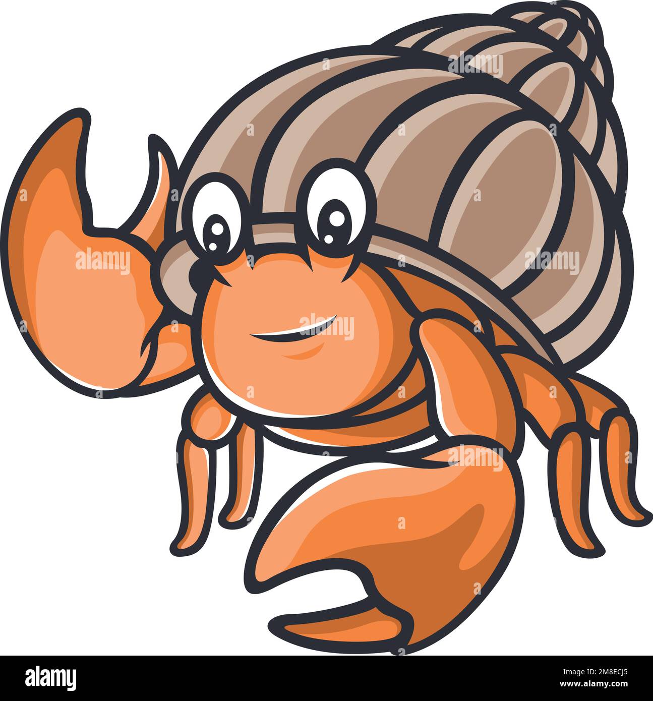 Hermit Crab Cartoon Character Design Stock Vector