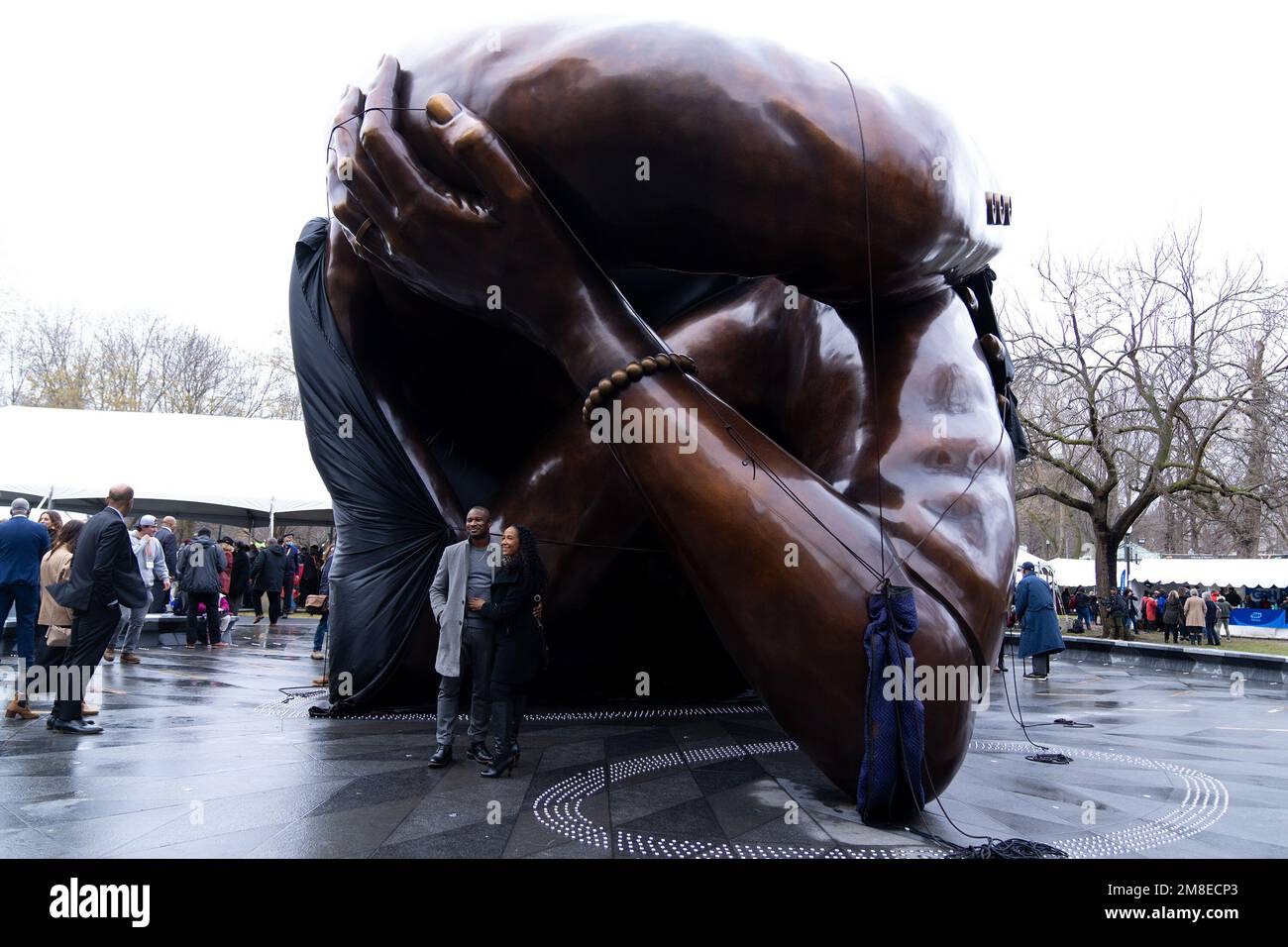 Boston, MA, USA. 13th Jan, 2023. The Embrace sculpture unveiling at the