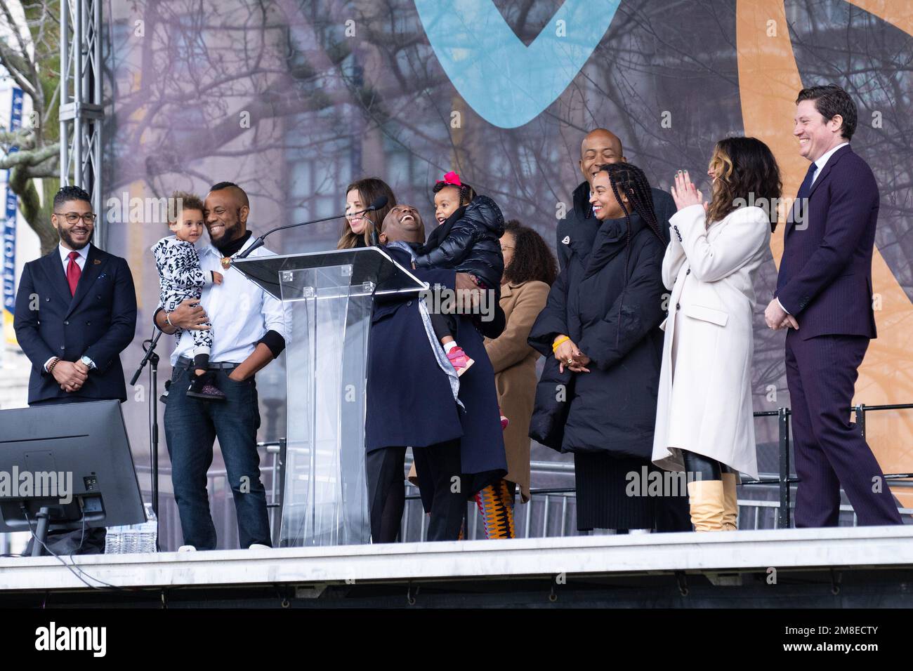 Boston, MA, USA. 13th Jan, 2023. ‘The Embrace' sculpture unveiling at