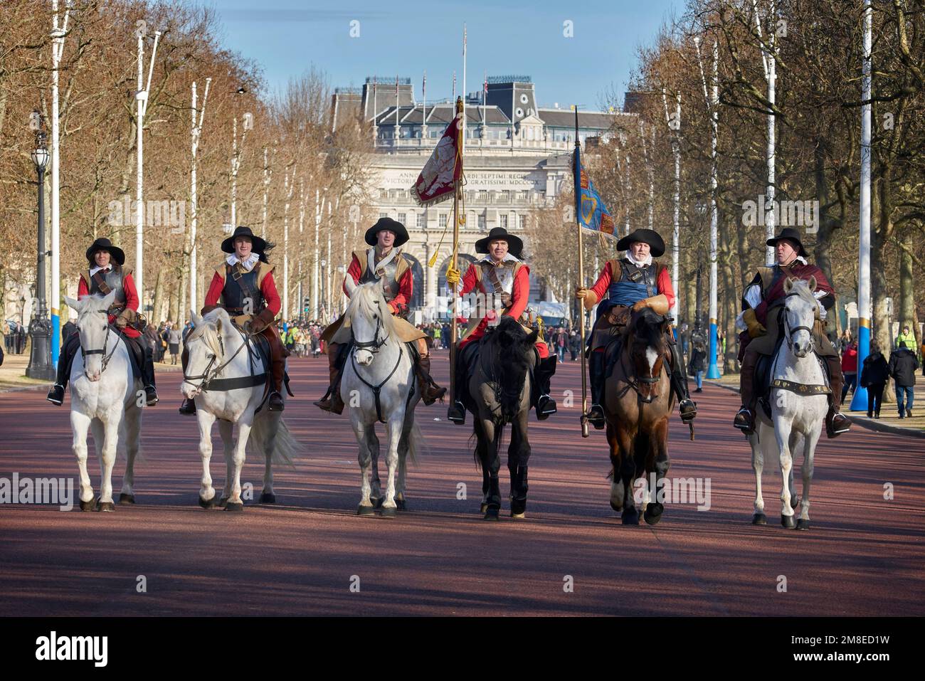 Charles I royalist reenactment along the Mall London Stock Photo