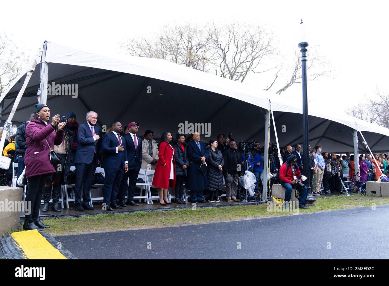 Boston, MA, USA. 13th Jan, 2023. The Embrace sculpture unveiling at the