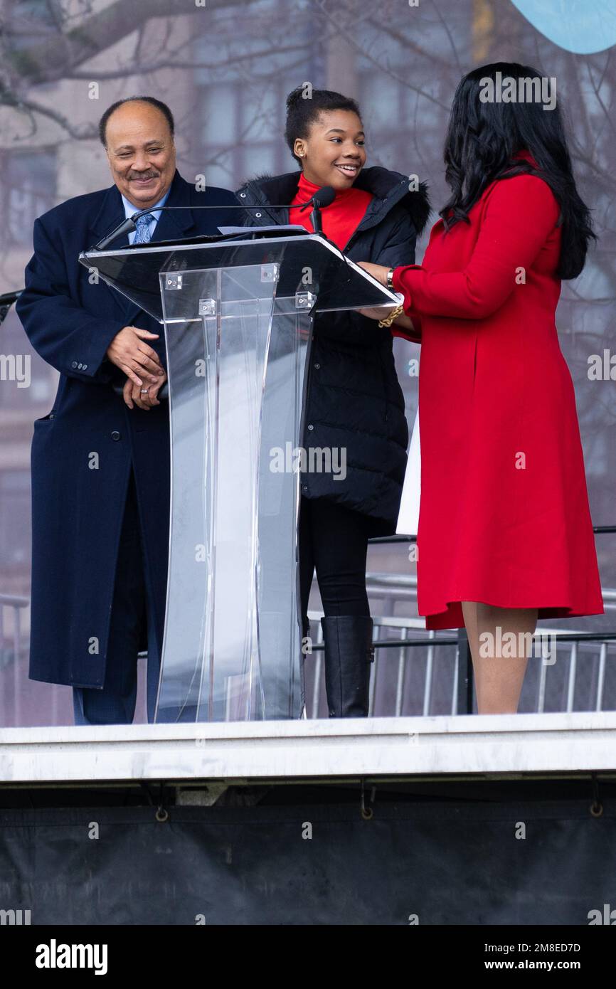 Boston, MA, USA. 13th Jan, 2023. Martin Luther King III, Yolanda Renee