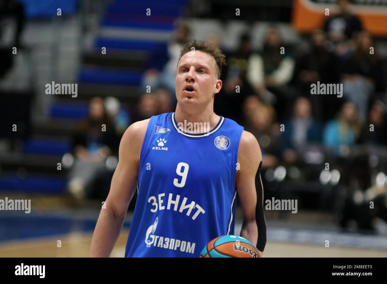 Saint Petersburg, Russia, 10 January 2023: Basketball, VTB United League, season 2022/2023. Zenit - Lokomotiv Kuban. Player Dmitry Kulagin Stock Photo