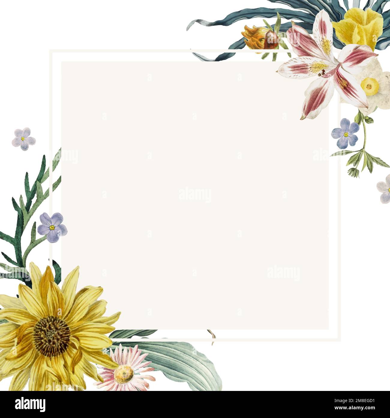 Spring botanical border vintage vector Stock Vector