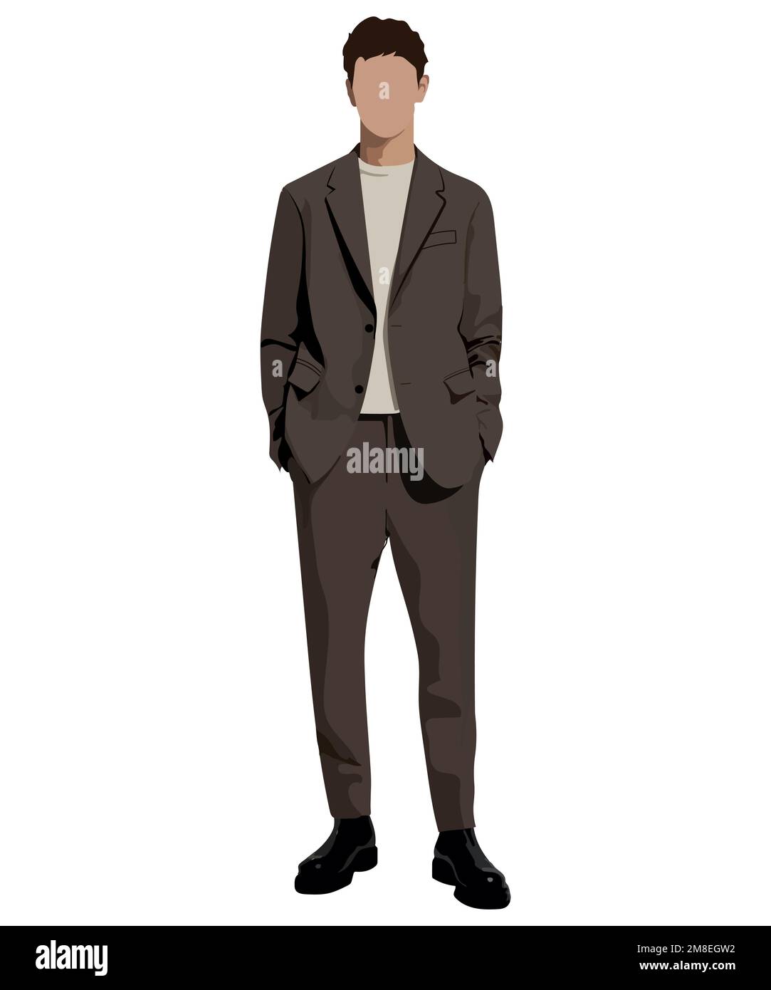 A man in a business suit on a white background. Vector illustration in ...
