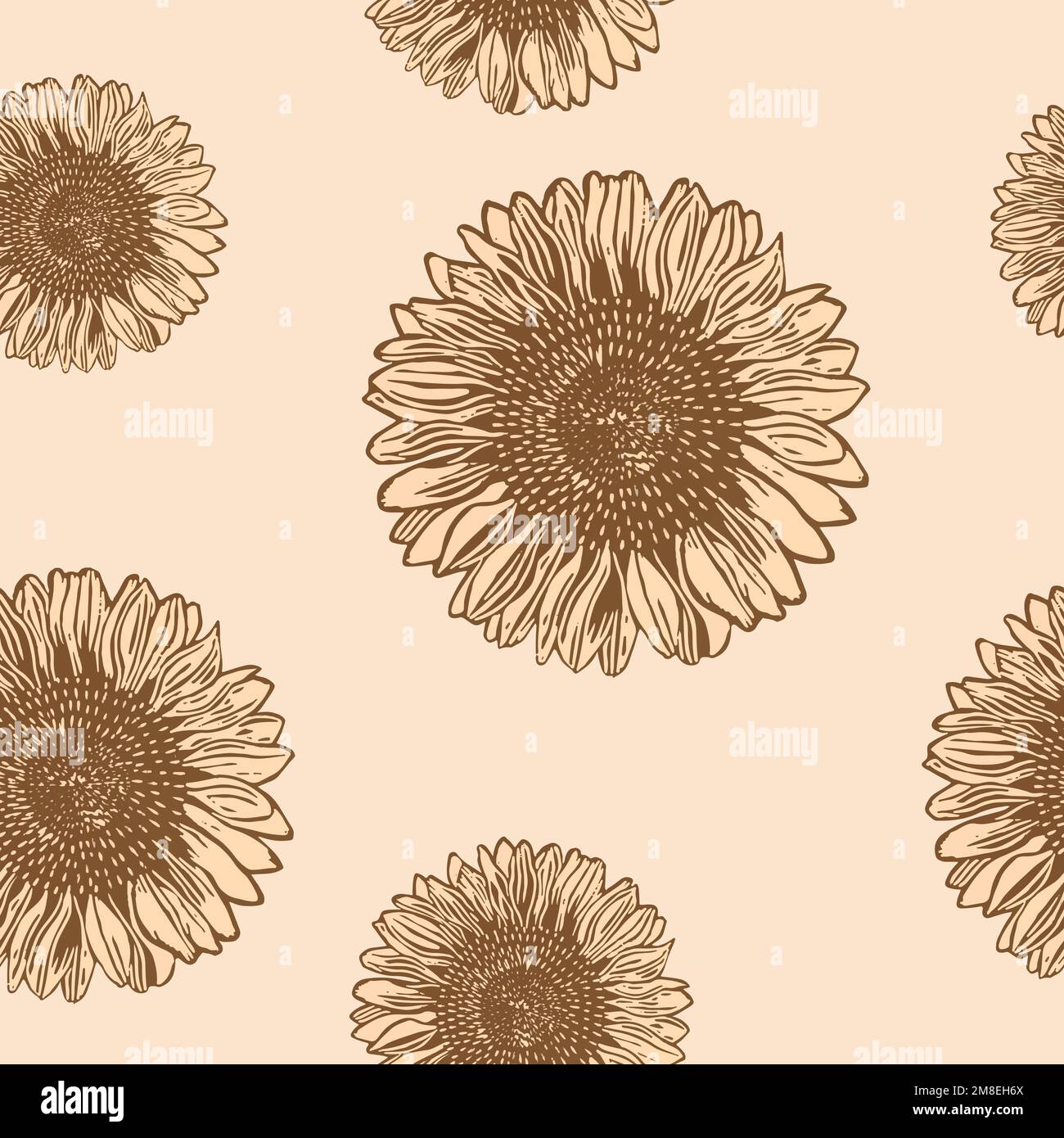 Vintage sunflower patterned background vector illustration, remix from artworks by Samuel Jessurun de Mesquita Stock Vector