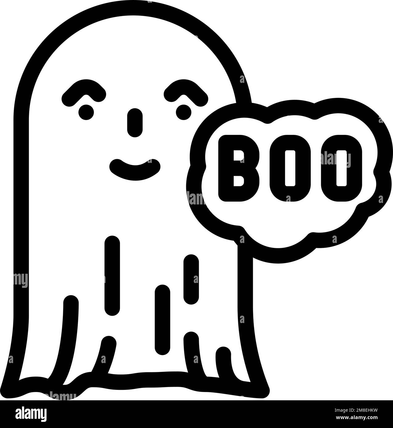 Boo Ghost Line Icon Vector. Boo Ghost Sign. Isolated Contour Symbol 