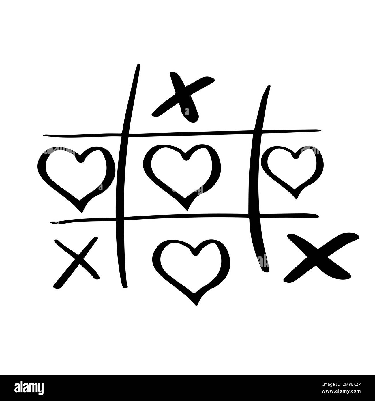 Tic tac toe with hearts on white background Vector Image