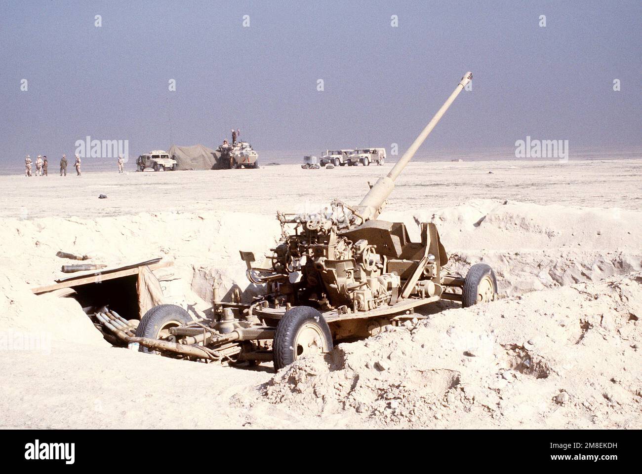 An iraqi s 60 57mm automatic anti aircraft gun sits in its emplacement