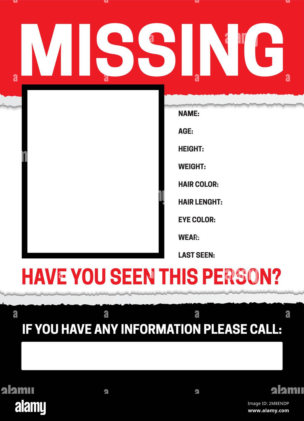 Missing Person Poster Template Stock Vector Image & Art - Alamy