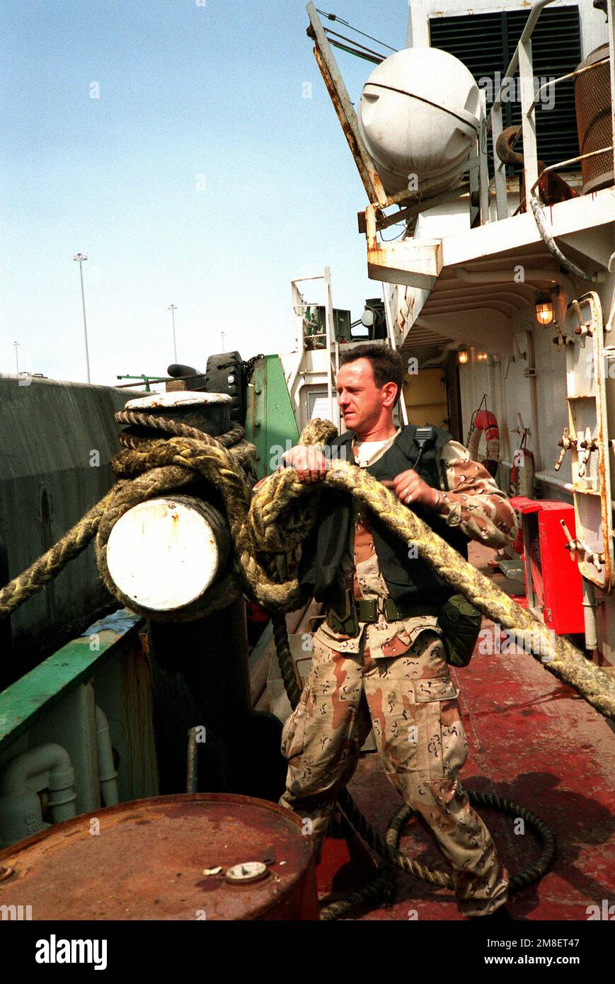 Boatswain's Mate 1ST Class Daniel Creasman, a crew member from the repair ship USS JASON (AR8