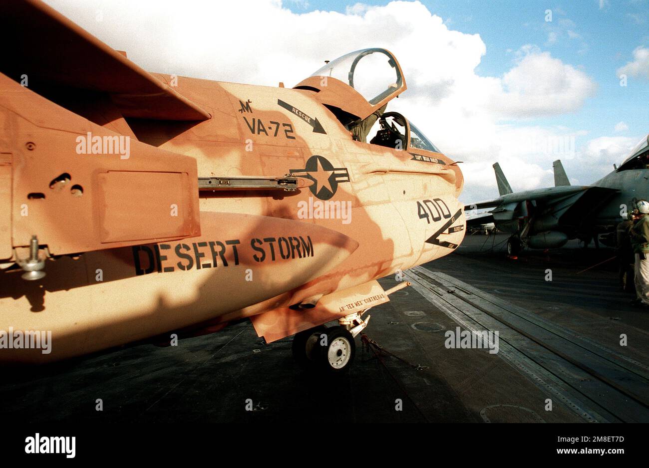 A partial right side view of an attack squadron 72 va 72 a 7e corsair
