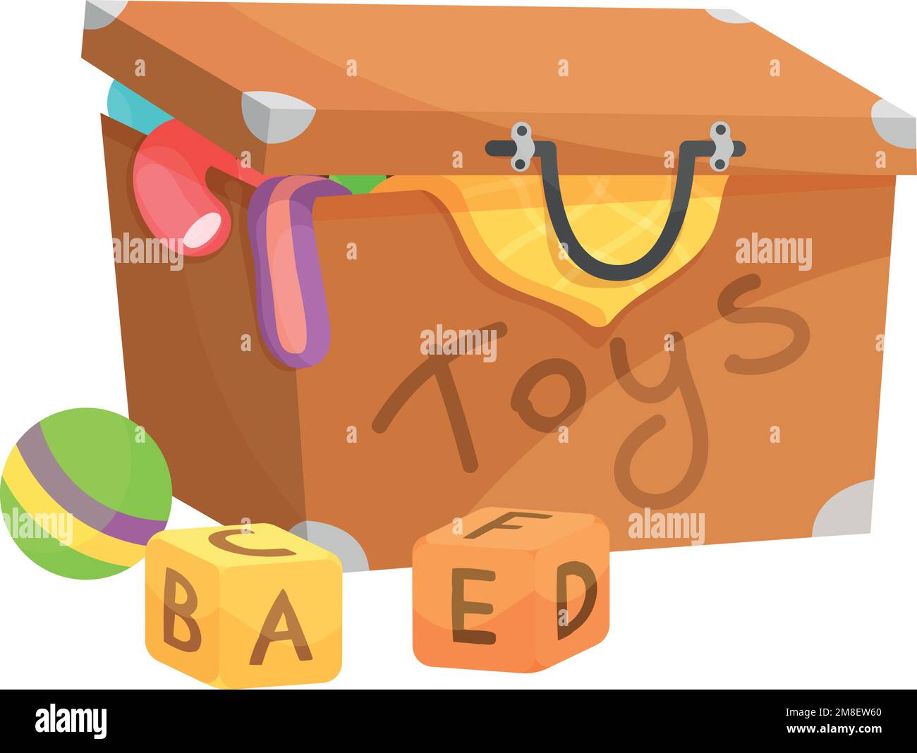 Toys box cartoon icon. Childhood container symbol isolated on white