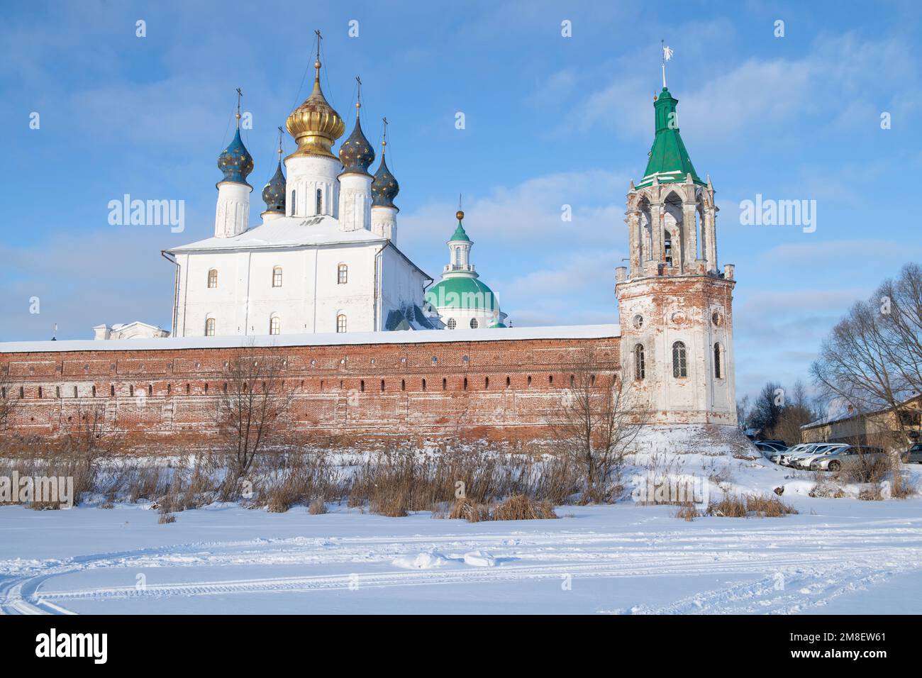 At the ancient Spaso-Yakovlevsky Dmitriev monastery on a sunny January day. Rostov, Golden Ring of Russia Stock Photo