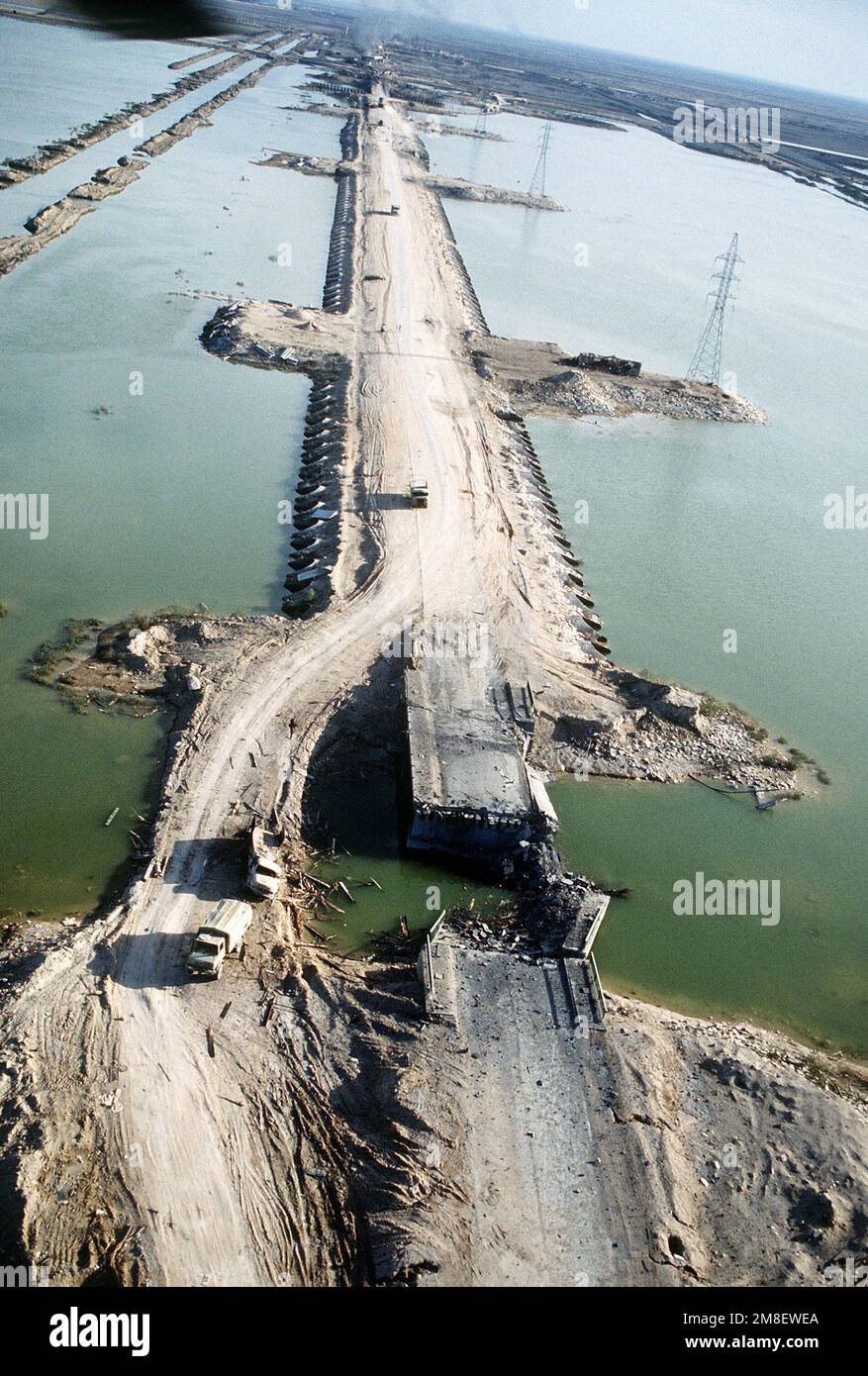 A collapsed section of bridge in the Euphrates River Valley in the ...