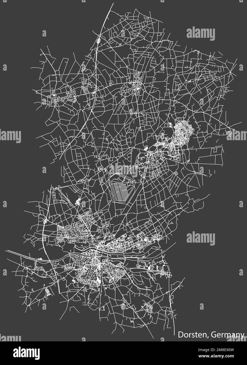 Street roads map of DORSTEN, GERMANY Stock Vector