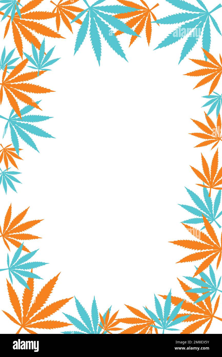 Green cannabis leafs frame with usable copy space in the middle Stock Vector