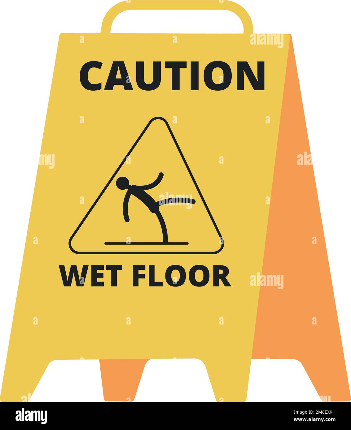 Wet floor sign. Yellow caution icon. Slippery warning isolated on white background Stock Vector