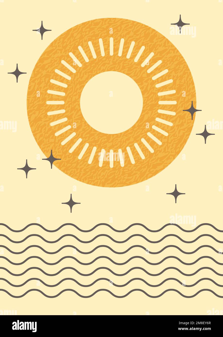 Bohemian retro poster. Vintage esoteric art banner Stock Vector