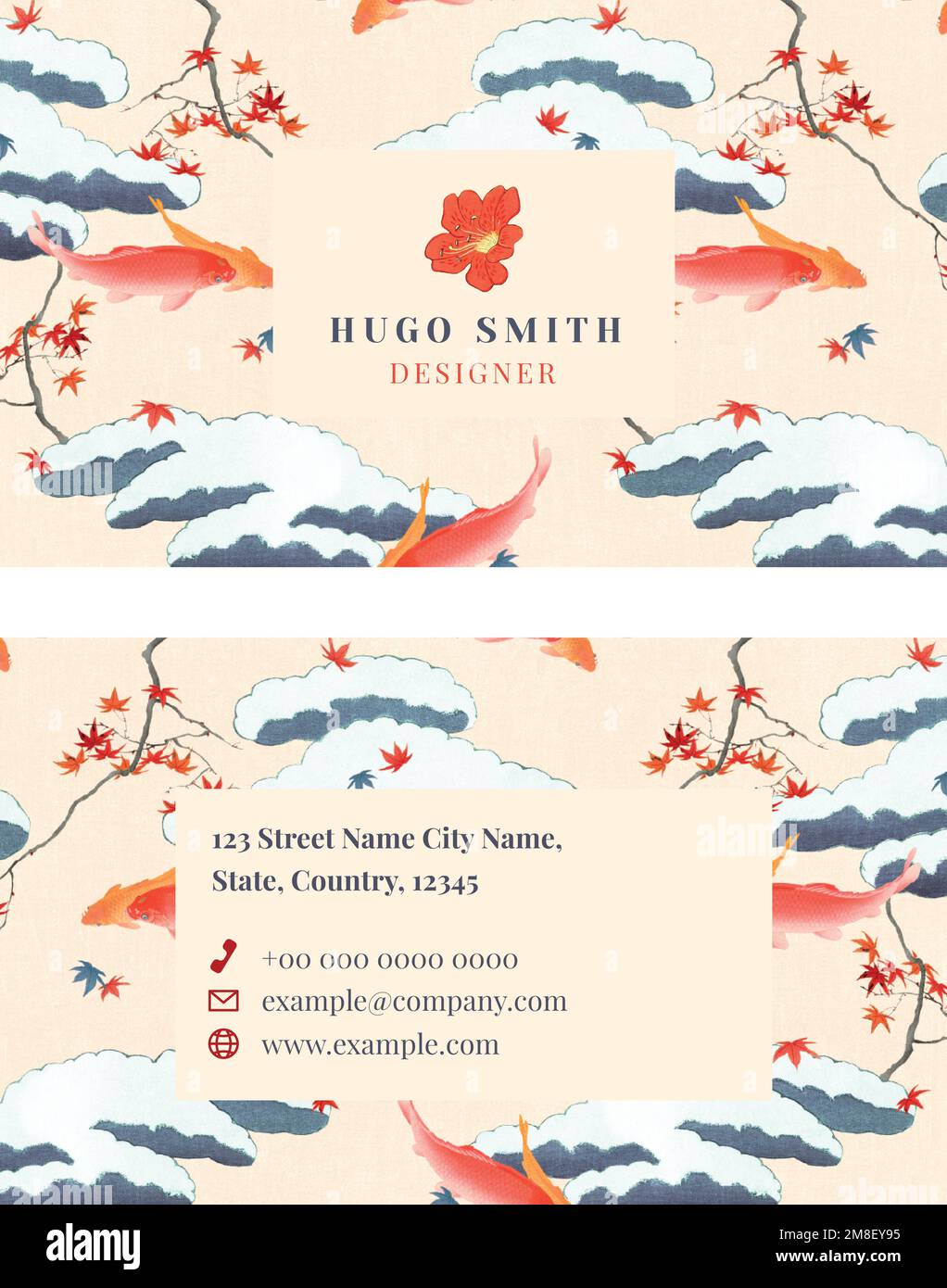 Japanese pattern name card vector editable template, remix of artwork