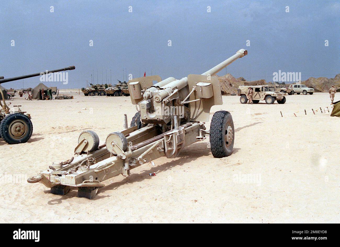 A right rear view of an Iraqi 59 130mm field gun that was captured