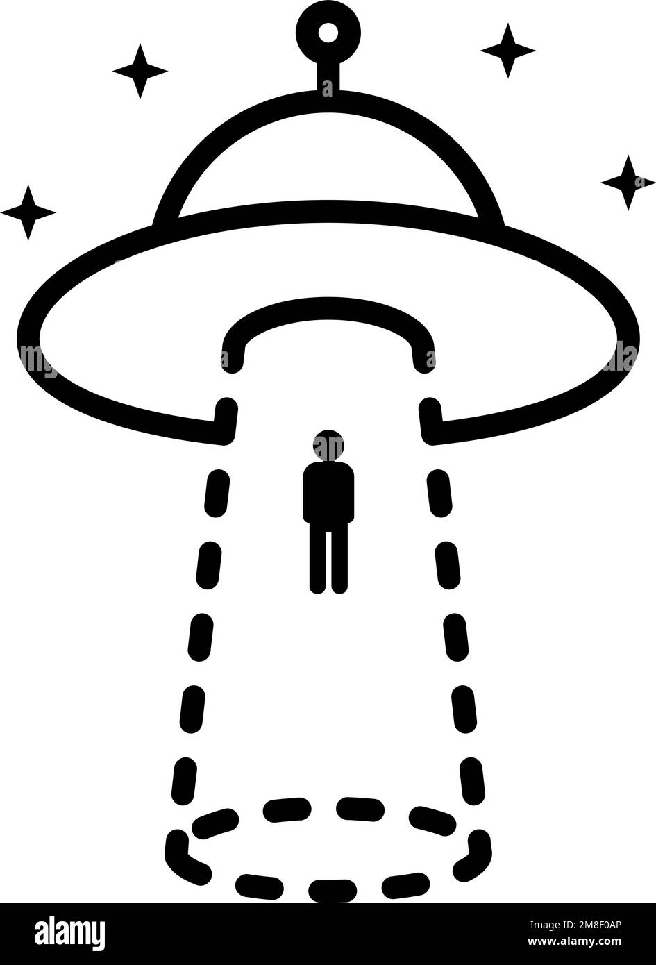 black human abduction by aliens icon Stock Vector