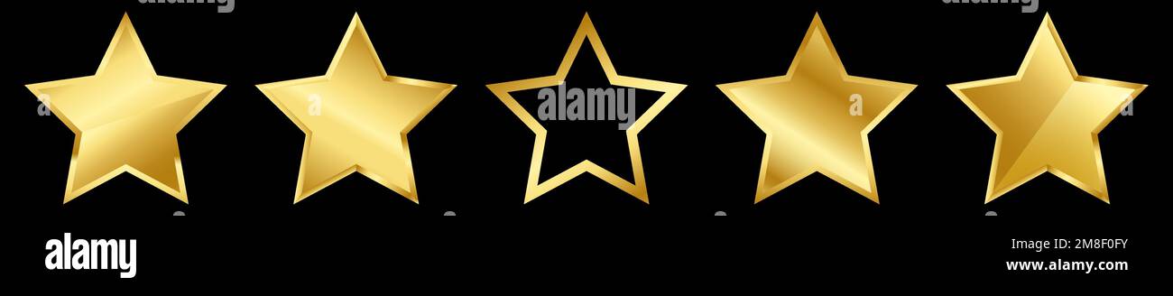 Gold stars. Vector illustration isolated on black background Stock ...