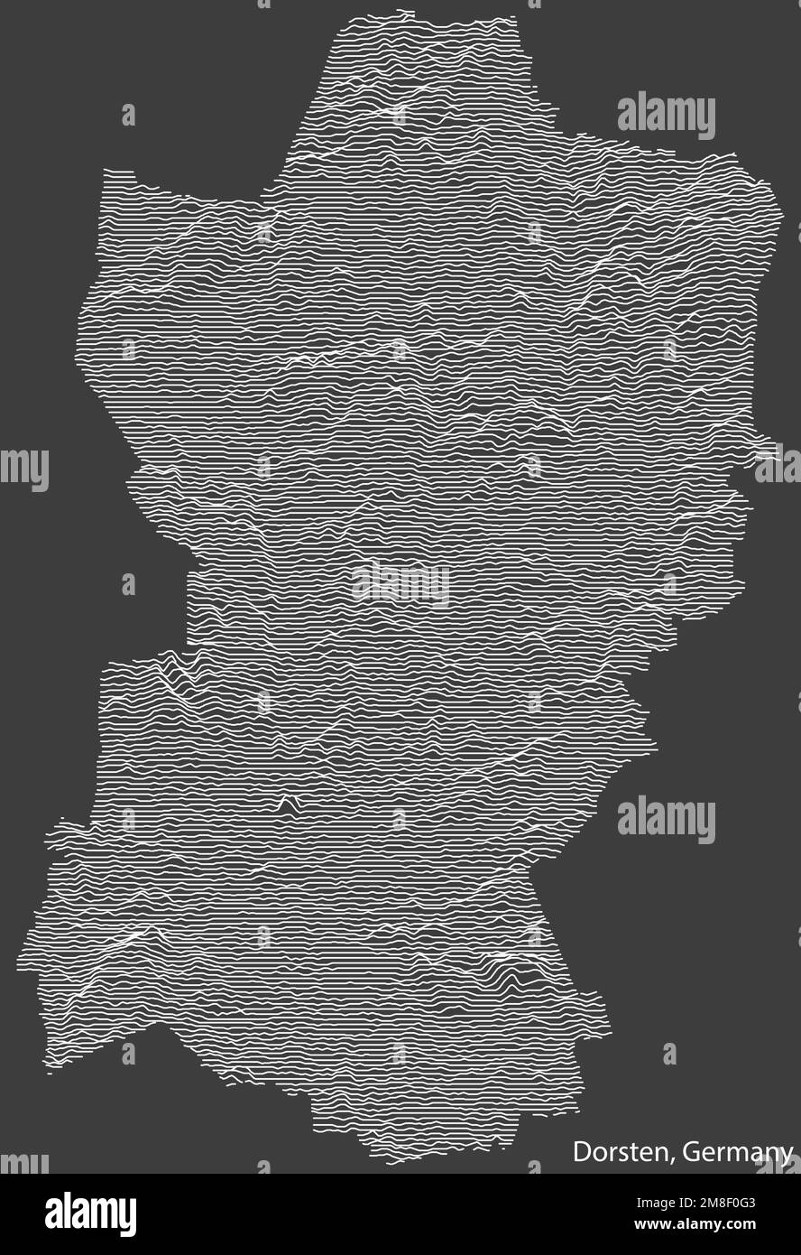 Topographic relief map of DORSTEN, GERMANY Stock Vector